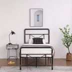 Cadre de lit simple industriel en fer avec motif en croix – Sommier plateforme