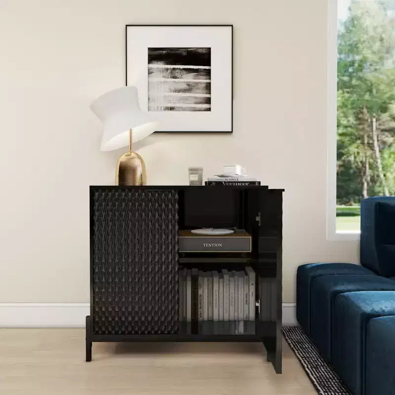 Armoire de rangement d'appoint à 2 portes avec 3 étagères réglables – 80 cm