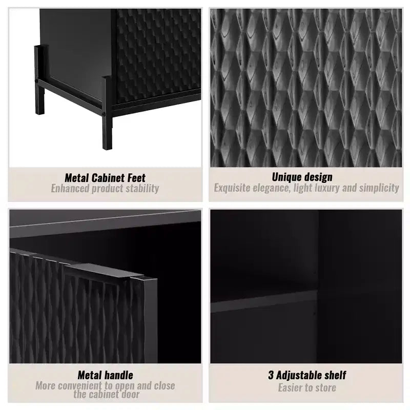 Armoire de rangement d'appoint à 2 portes avec 3 étagères réglables – 80 cm