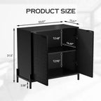Armoire de rangement d'appoint à 2 portes avec 3 étagères réglables – 80 cm