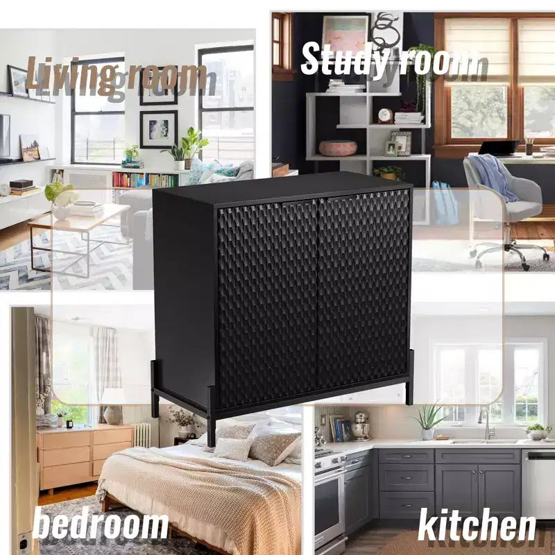 Armoire de rangement d'appoint à 2 portes avec 3 étagères réglables – 80 cm