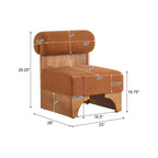 Fauteuil Boucle avec dossier roulé et base en bois massif