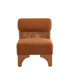 Fauteuil Boucle avec dossier roulé et base en bois massif