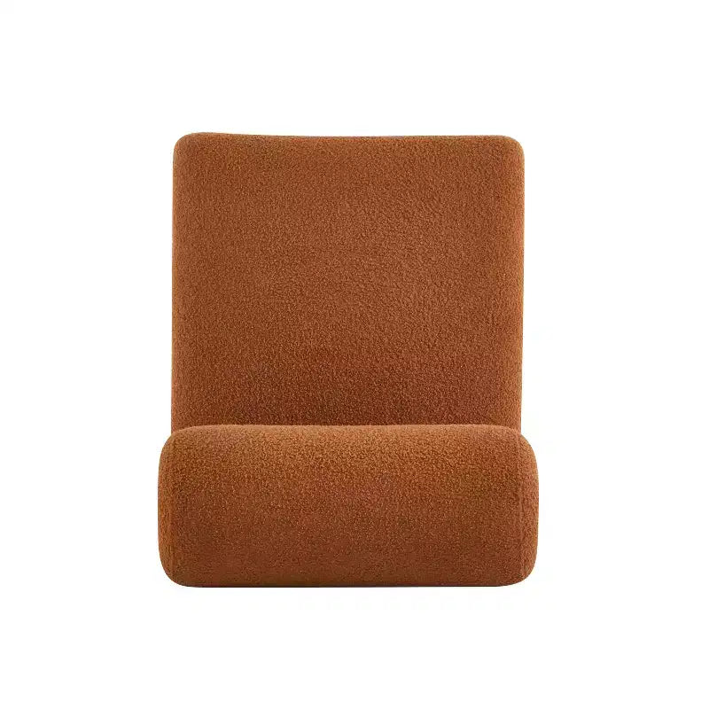 Fauteuil Boucle avec dossier roulé et base en bois massif