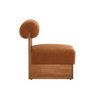 Fauteuil Boucle avec dossier roulé et base en bois massif