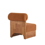 Fauteuil Boucle avec dossier roulé et base en bois massif