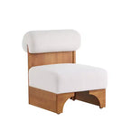 Fauteuil Boucle avec dossier roulé et base en bois massif