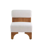 Fauteuil Boucle avec dossier roulé et base en bois massif