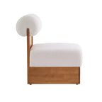 Fauteuil Boucle avec dossier roulé et base en bois massif