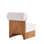 Fauteuil Boucle avec dossier roulé et base en bois massif