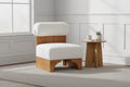 Homy Casa Accent Chair with Rolled Backrest and Solid Wood Base, Boucle Upholstery