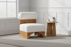 Homy Casa Accent Chair with Rolled Backrest and Solid Wood Base, Boucle Upholstery
