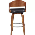 Tabouret de bar pivotant 68,5 cm de style mi-siècle avec revêtement similicuir et piètement en bois – Accent Cuivré