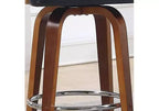 Tabouret de bar pivotant 68,5 cm de style mi-siècle avec revêtement similicuir et piètement en bois – Accent Cuivré