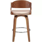 Tabouret de bar pivotant 68,5 cm de style mi-siècle avec revêtement similicuir et piètement en bois – Accent Cuivré