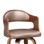 Tabouret de bar pivotant 68,5 cm de style mi-siècle avec revêtement similicuir et piètement en bois – Accent Cuivré