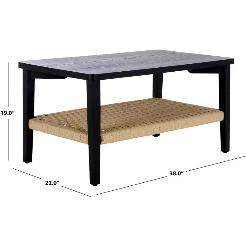 Table basse noire moderne avec 1 étagère ouverte – Salon