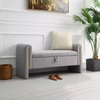 Banc de chambre moderne rembourré, Grand pouf de rangement avec accoudoir pour pied de lit, salon, entrée ou salle de lecture
