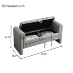 Banc de chambre moderne rembourré, Grand pouf de rangement avec accoudoir pour pied de lit, salon, entrée ou salle de lecture