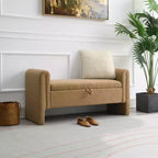 Banc de chambre moderne rembourré, Grand pouf de rangement avec accoudoir pour pied de lit, salon, entrée ou salle de lecture