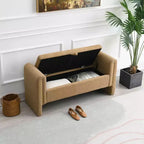 Banc de chambre moderne rembourré, Grand pouf de rangement avec accoudoir pour pied de lit, salon, entrée ou salle de lecture