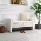 Banc de chambre moderne rembourré, Grand pouf de rangement avec accoudoir pour pied de lit, salon, entrée ou salle de lecture