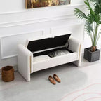 Banc de chambre moderne rembourré, Grand pouf de rangement avec accoudoir pour pied de lit, salon, entrée ou salle de lecture