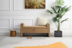 Modern Upholstered Bedroom Bench, Large Storage Ottoman with Armrest for End of Bed, Living Room, Entryway, or Reading Room