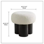 Tabouret d'appoint champignon en peluche avec pieds en bois – Forme de tonneau de 43 cm