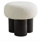 Tabouret d'appoint champignon en peluche avec pieds en bois – Forme de tonneau de 43 cm