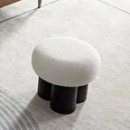 Tabouret d'appoint champignon en peluche avec pieds en bois – Forme de tonneau de 43 cm