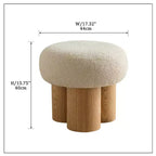 Tabouret d'appoint champignon en peluche avec pieds en bois – Forme de tonneau de 43 cm