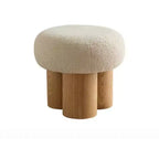 Tabouret d'appoint champignon en peluche avec pieds en bois – Forme de tonneau de 43 cm
