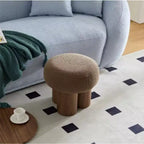 Tabouret d'appoint champignon en peluche avec pieds en bois – Forme de tonneau de 43 cm
