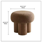 Tabouret d'appoint champignon en peluche avec pieds en bois – Forme de tonneau de 43 cm
