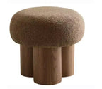 Tabouret d'appoint champignon en peluche avec pieds en bois – Forme de tonneau de 43 cm
