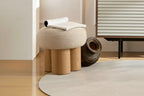 Tabouret d'appoint champignon en peluche avec pieds en bois – Forme de tonneau de 43 cm