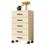 5-Tier Multifunctional Storage Cabinet in Cream - Mobile Organizer for Bedroom & Living Room with Drawers for Toys, Books, Clothes&Snacks