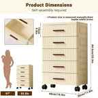 Meuble de rangement multifonctionnel à 5 niveaux crème - Organisateur mobile pour chambre et salon avec tiroirs pour jouets, livres, vêtements et collations