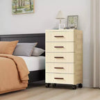 Meuble de rangement multifonctionnel à 5 niveaux crème - Organisateur mobile pour chambre et salon avec tiroirs pour jouets, livres, vêtements et collations