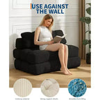 Canapé-lit pliant 3 en 1, chaise de couchage convertible avec oreiller, lit de chaise pliant portable, canapé de sol confortable avec dossier pour salon, beige