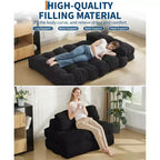 Canapé-lit pliant 3 en 1, chaise de couchage convertible avec oreiller, lit de chaise pliant portable, canapé de sol confortable avec dossier pour salon, beige