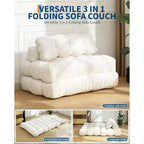 Canapé-lit pliant 3 en 1, chaise de couchage convertible avec oreiller, lit de chaise pliant portable, canapé de sol confortable avec dossier pour salon, beige