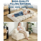 Canapé-lit pliant 3 en 1, chaise de couchage convertible avec oreiller, lit de chaise pliant portable, canapé de sol confortable avec dossier pour salon, beige