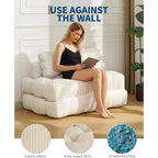 Canapé-lit pliant 3 en 1, chaise de couchage convertible avec oreiller, lit de chaise pliant portable, canapé de sol confortable avec dossier pour salon, beige