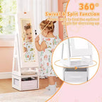Coiffeuse pivotante pour enfants avec miroir pleine longueur et lumières