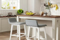 Tabourets de bar rembourrés 61 cm avec dossier bas, repose-pieds et pieds en bois – Îlot de cuisine