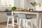 Tabourets de bar rembourrés 61 cm avec dossier bas, repose-pieds et pieds en bois – Îlot de cuisine