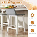Tabourets de bar rembourrés 61 cm avec dossier bas, repose-pieds et pieds en bois – Îlot de cuisine