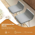 Tabourets de bar rembourrés 61 cm avec dossier bas, repose-pieds et pieds en bois – Îlot de cuisine